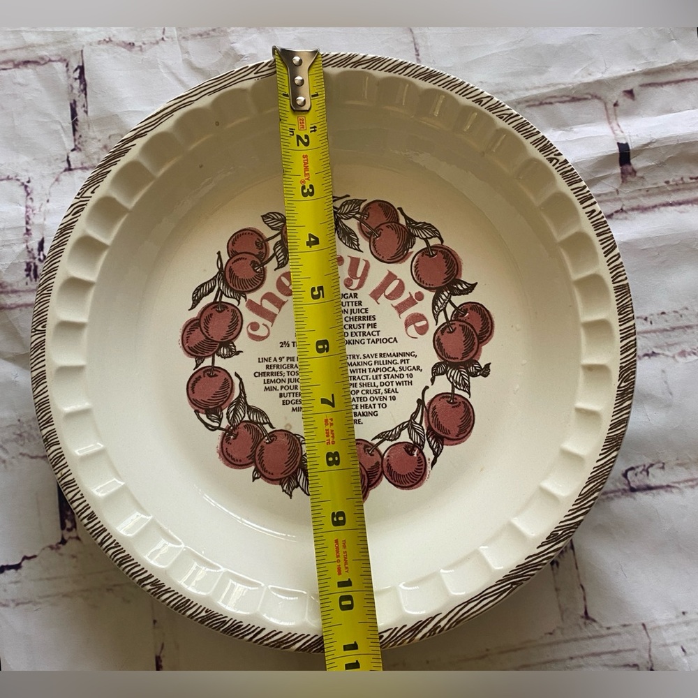Vintage Country Harvest Pie Plates Set Cherry & Cheesecake Recipe Dishes 11” - Picture 15 of 15